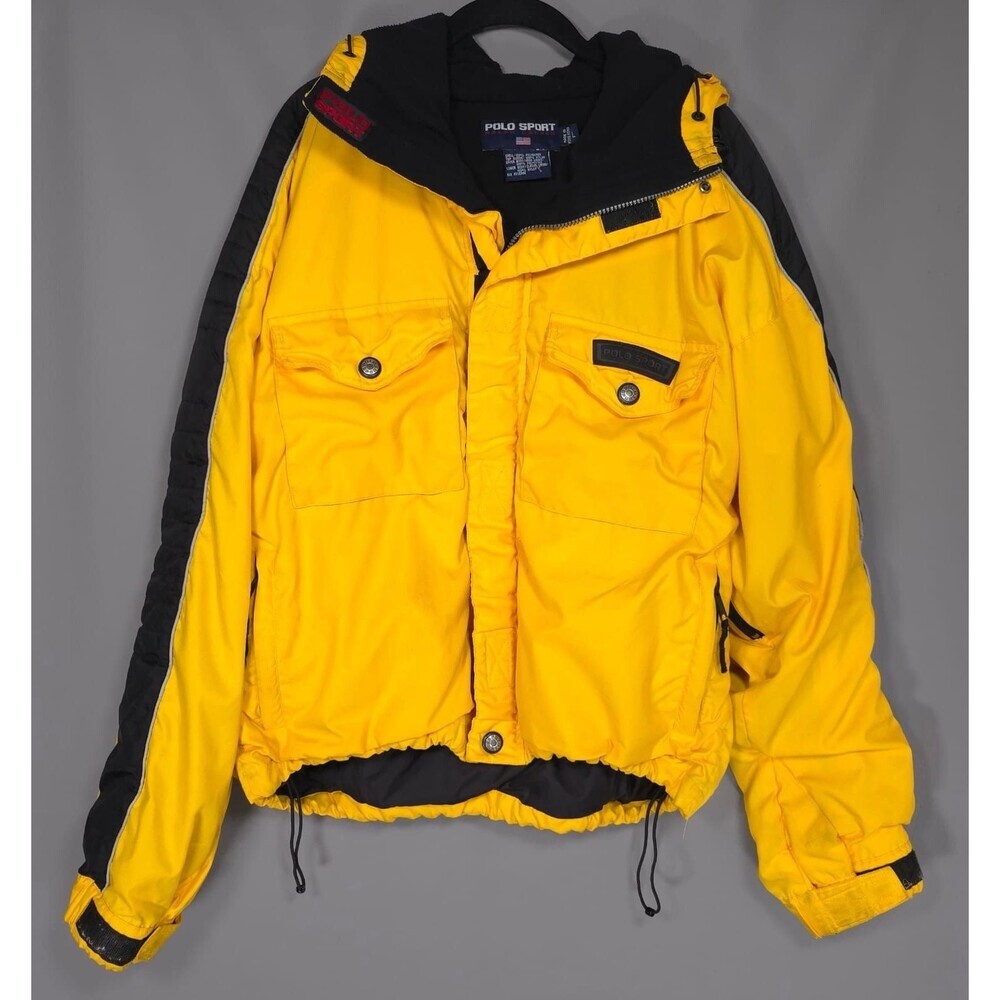 Vintage 1990s POLO SPORT RALPH LAUREN Size L Fleece Lined Nylon Hooded Jacket